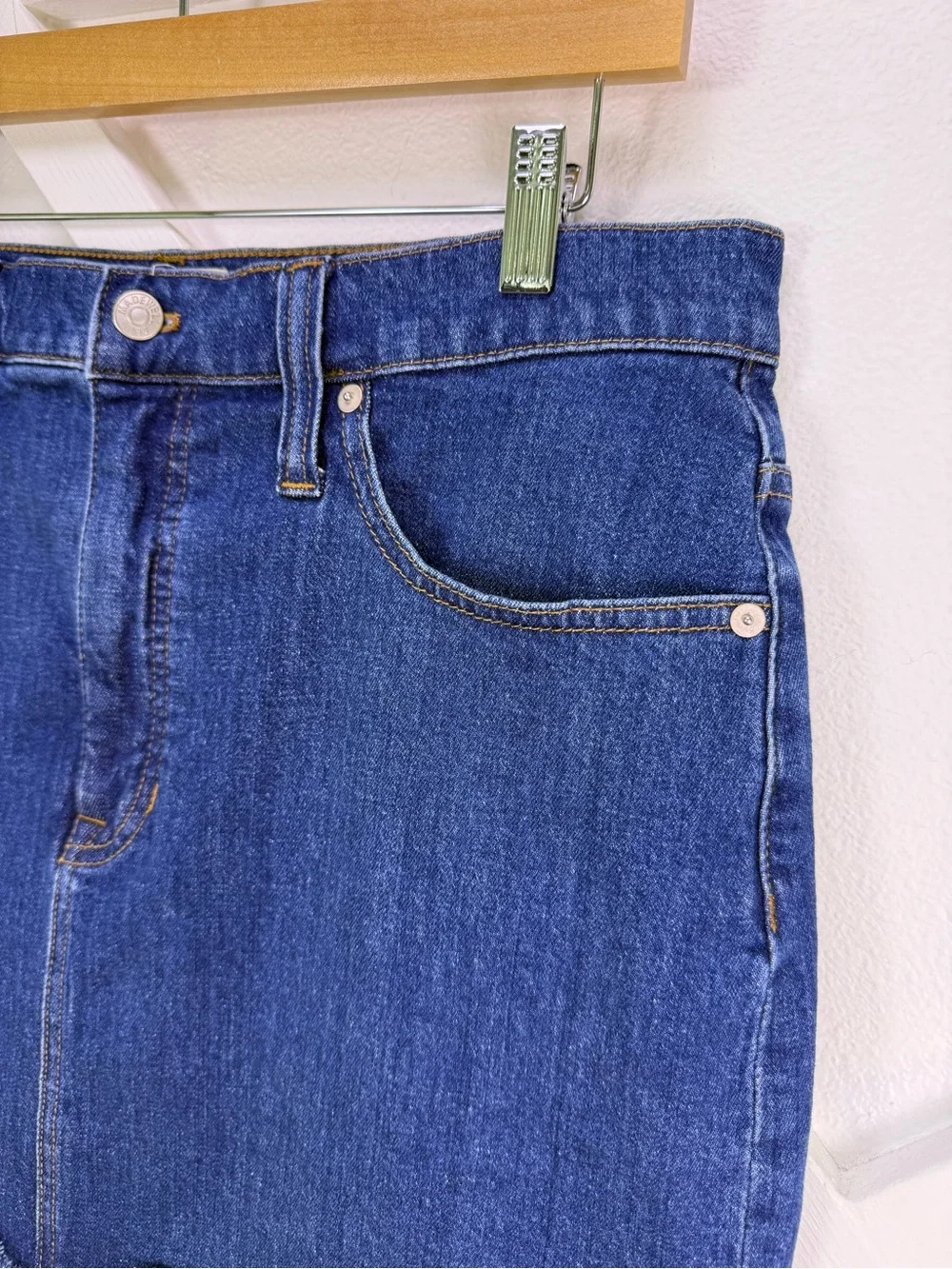 Madewell Stretch Denim Straight Mini Skirt: Step-Hem Edition Size 31